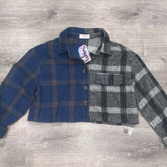 NWT URBAN OUTFITTERS BUTTER MELON BOXY PLAID FLANNEL CROP JACKET SHIRT M - Picture 7 of 10